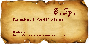 Baumhakl Szíriusz névjegykártya